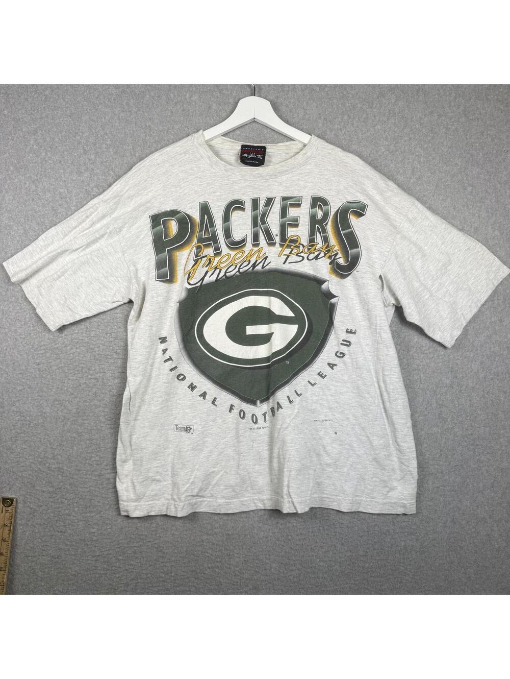 Vintage 90s 94 Magic Johnson x NFL Green Bay Packets Gray T-Shirt Large